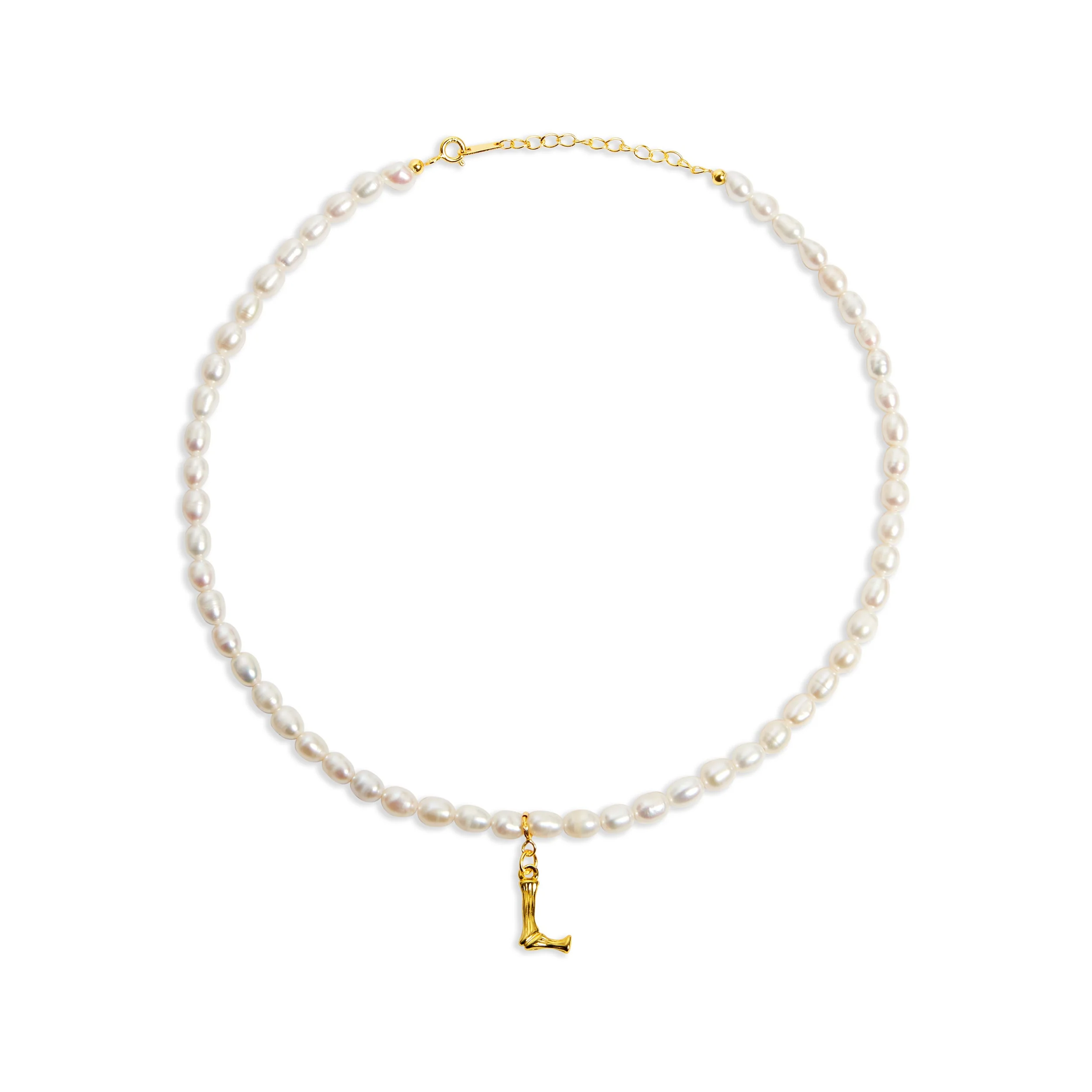 The Bamboo Pearl Initial Necklace - Image 14
