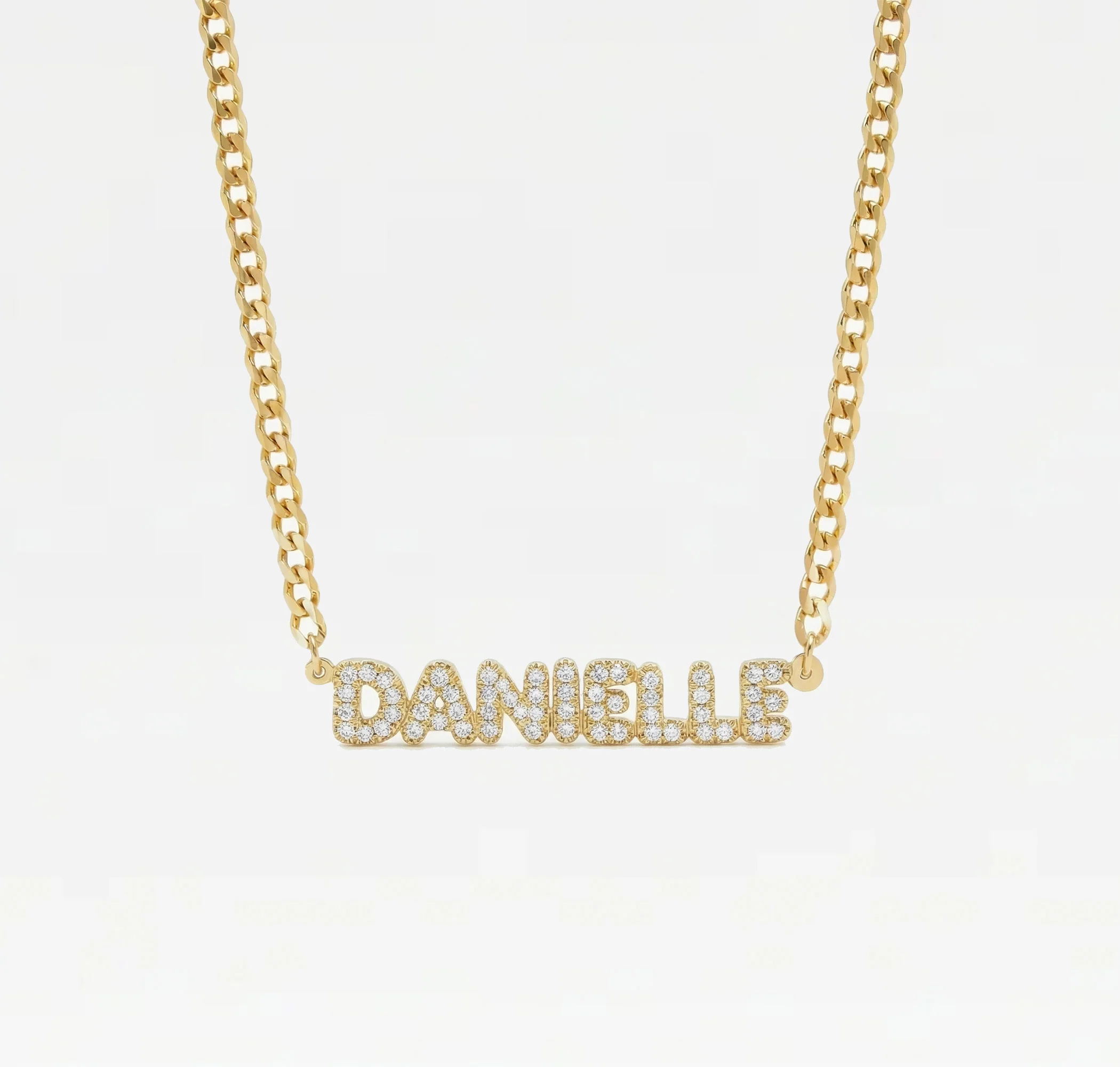 The Bubble Letter Curb Chain Nameplate Necklace - Image 9