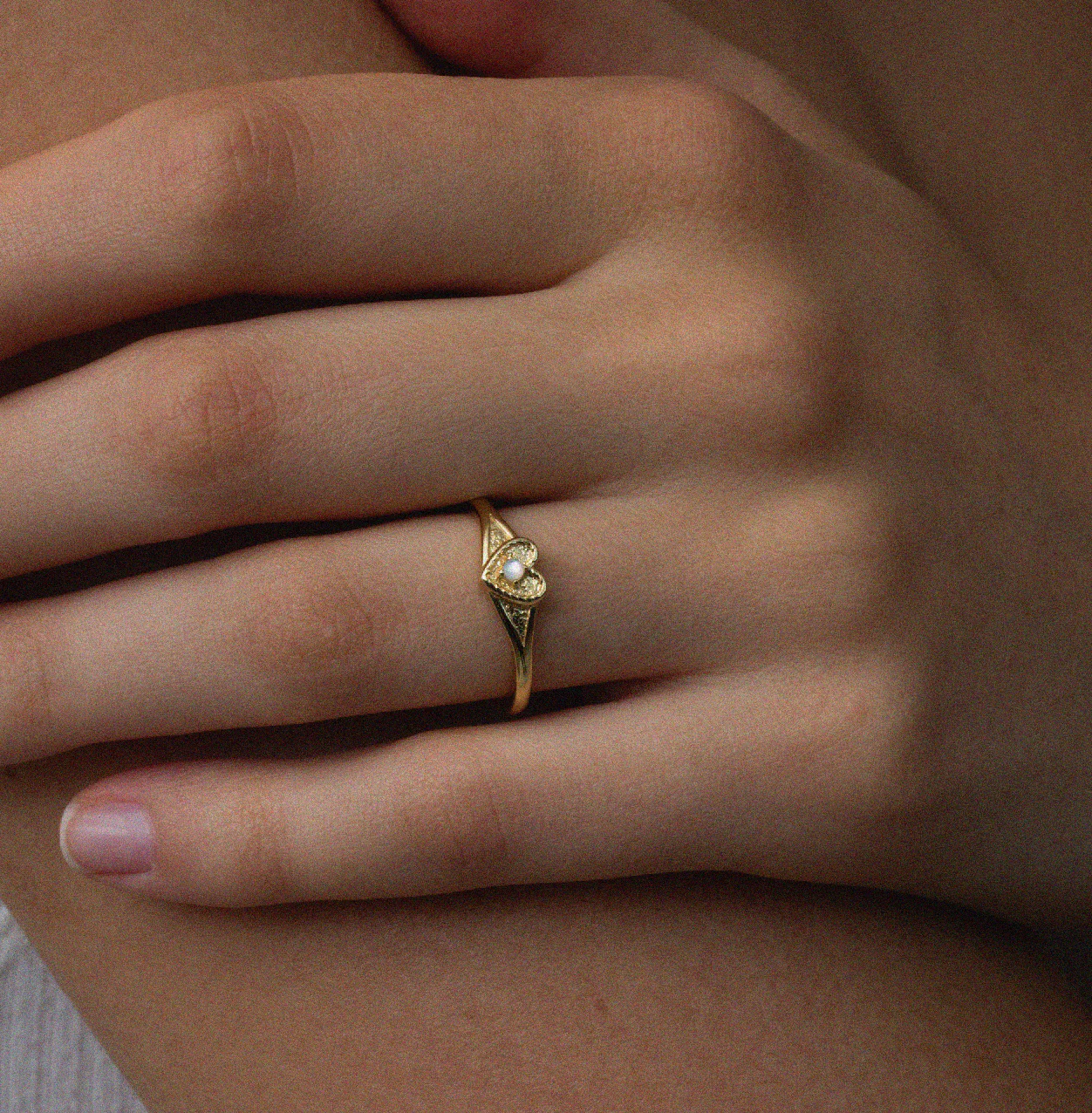 The Dainty Pearl Heart Heirloom Ring - Image 3