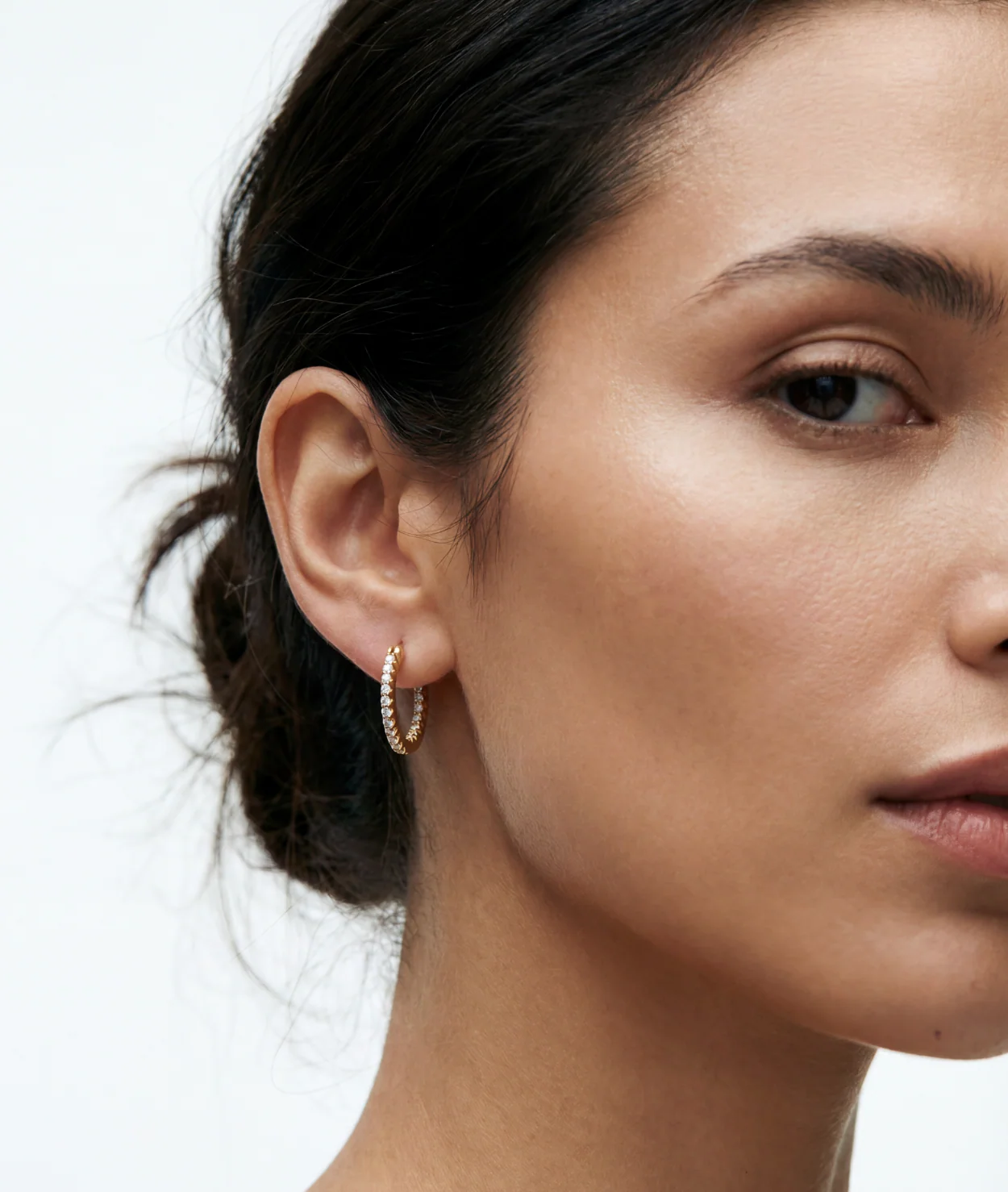 The Double Pavé Essential Huggie Hoop Earrings - Image 2