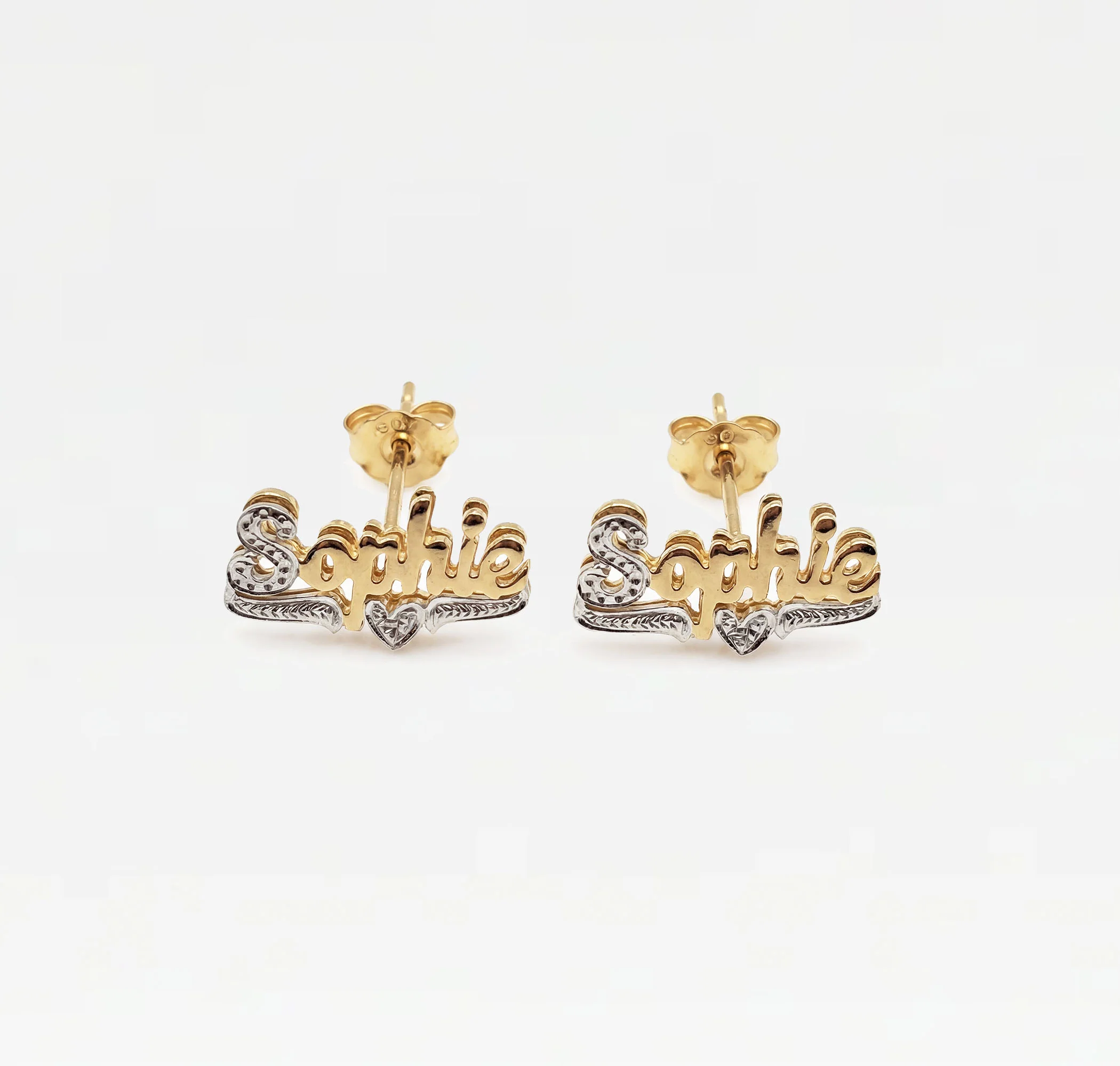 The Double Plated Classic Script Stud Earrings