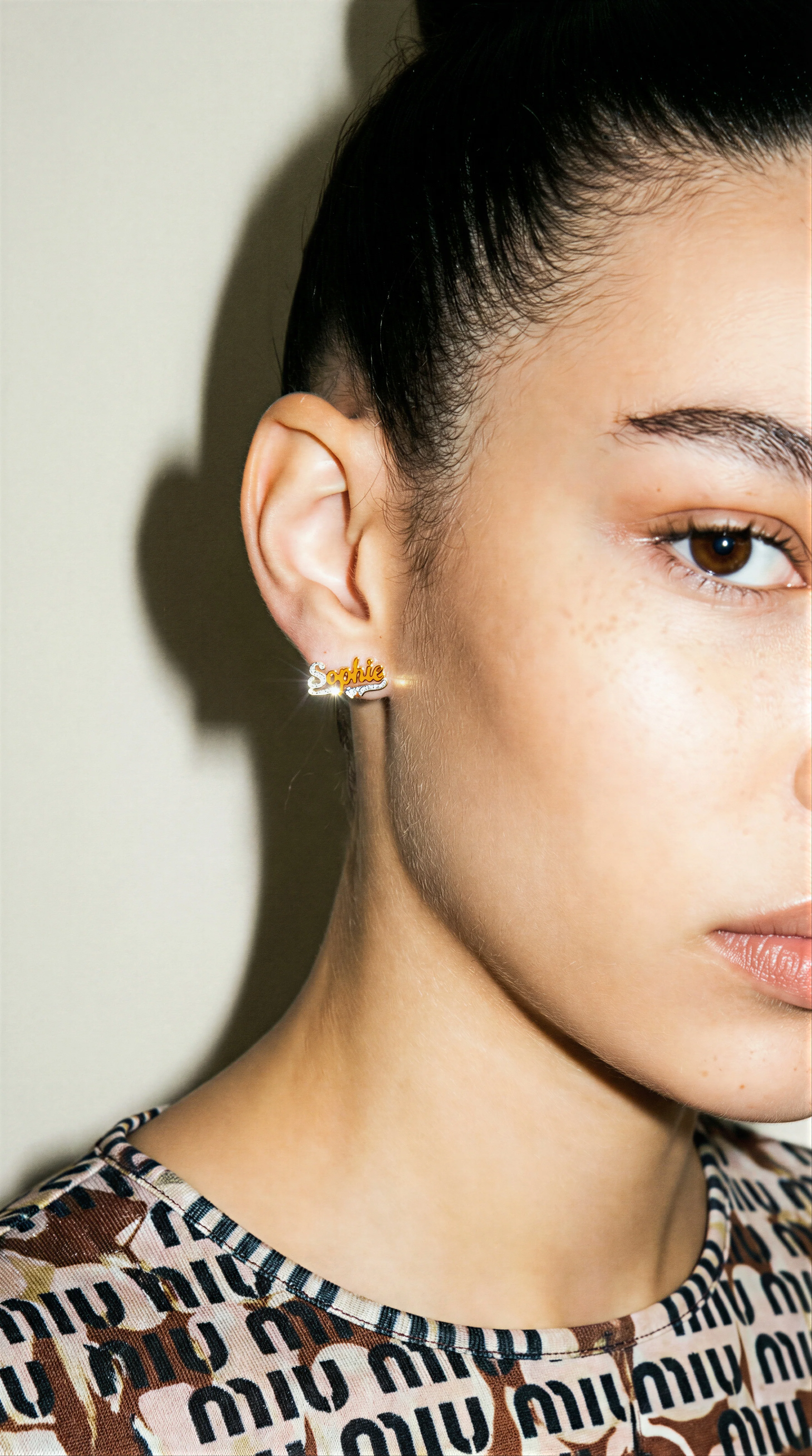 The Double Plated Classic Script Stud Earrings - Image 2