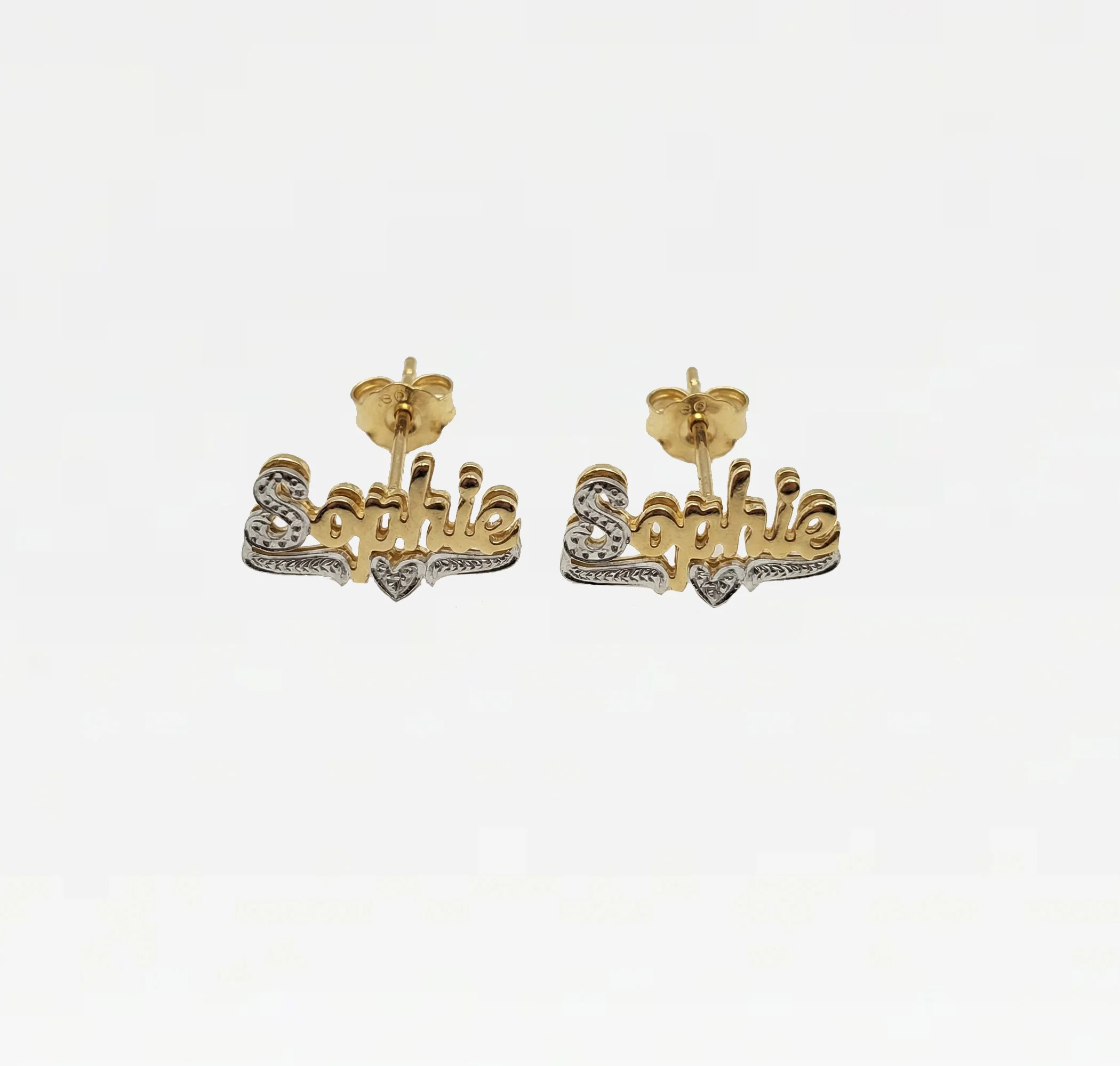 The Double Plated Classic Script Stud Earrings - Image 4
