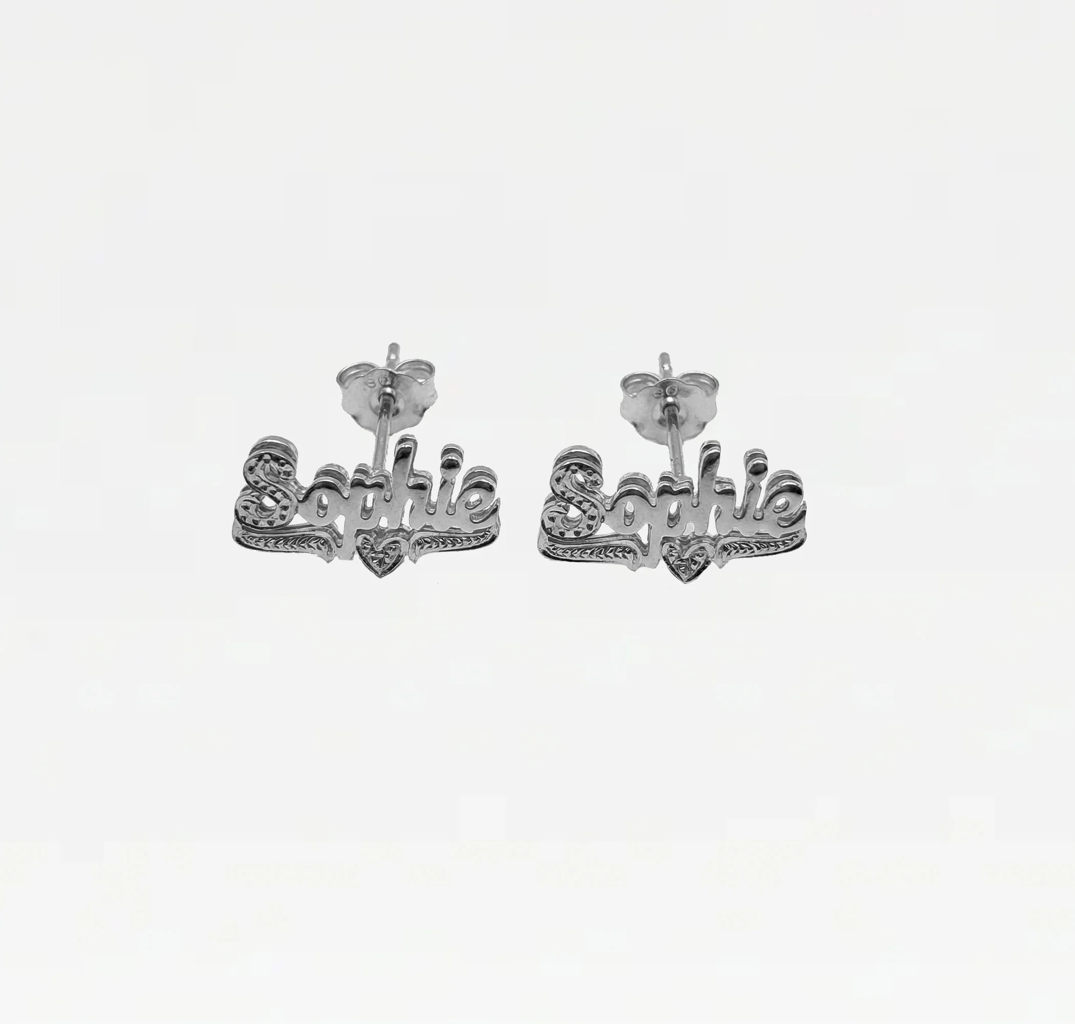 The Double Plated Classic Script Stud Earrings - Image 5