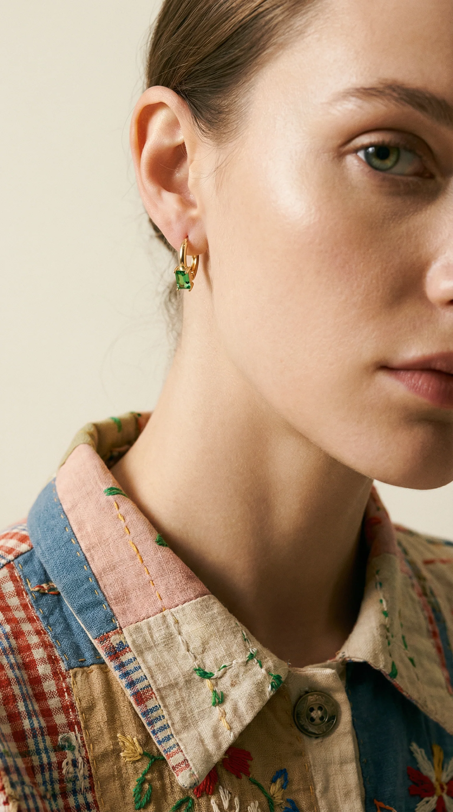 THE EMERALD GREEN HUGGIE HOOPS - Image 2