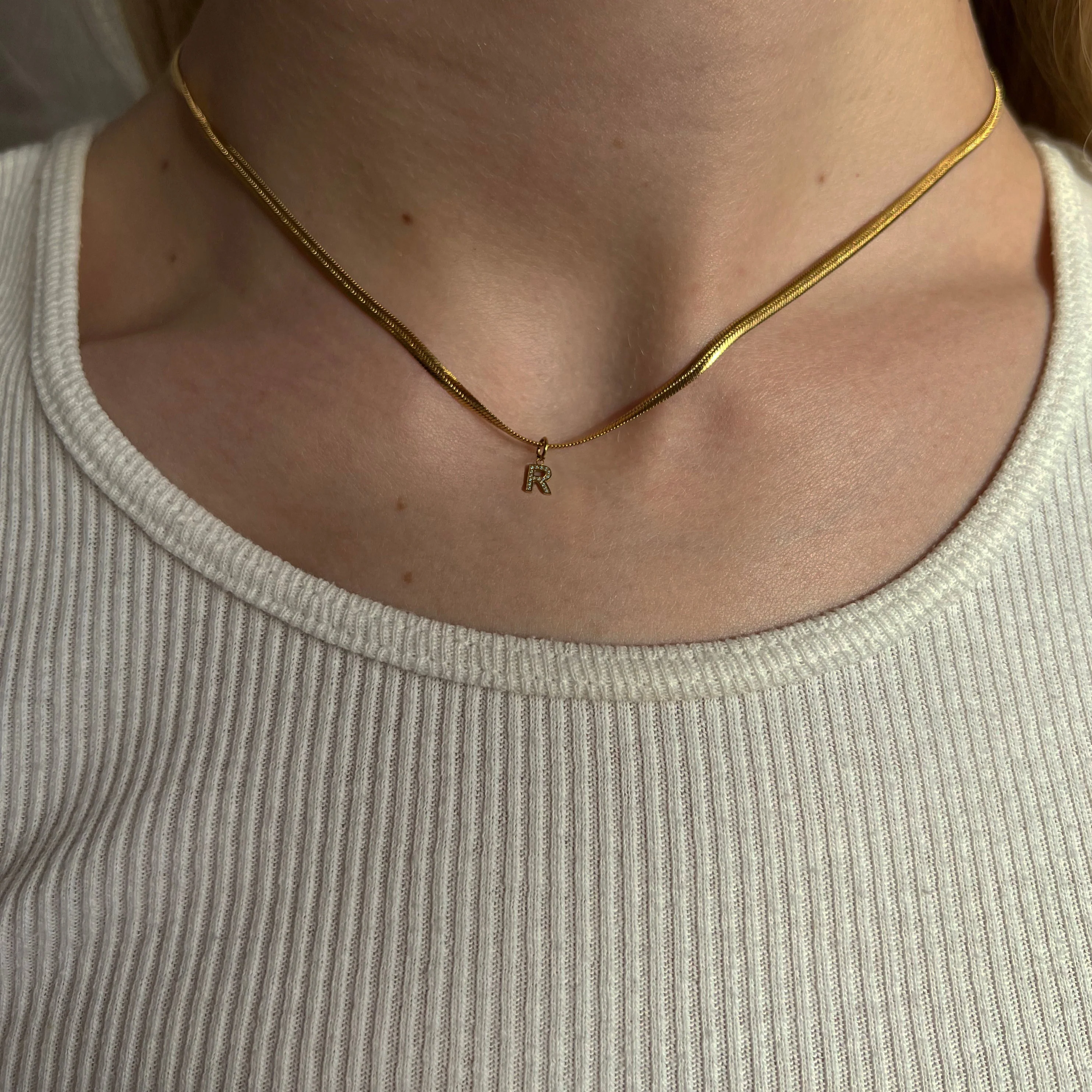The Herringbone Initial Necklace - Image 2