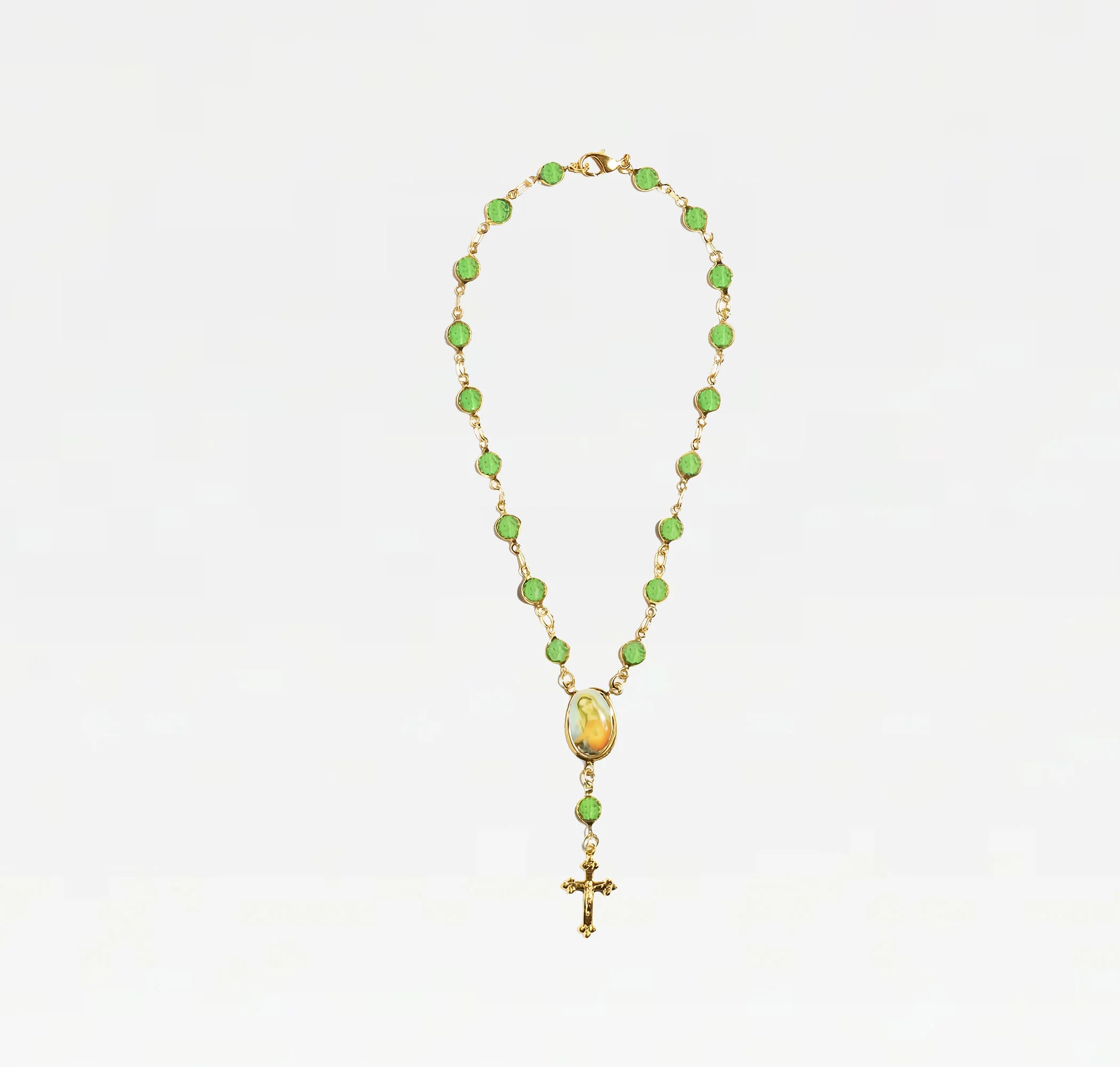 THE LIGHT GREEN ROSARY ANKLET