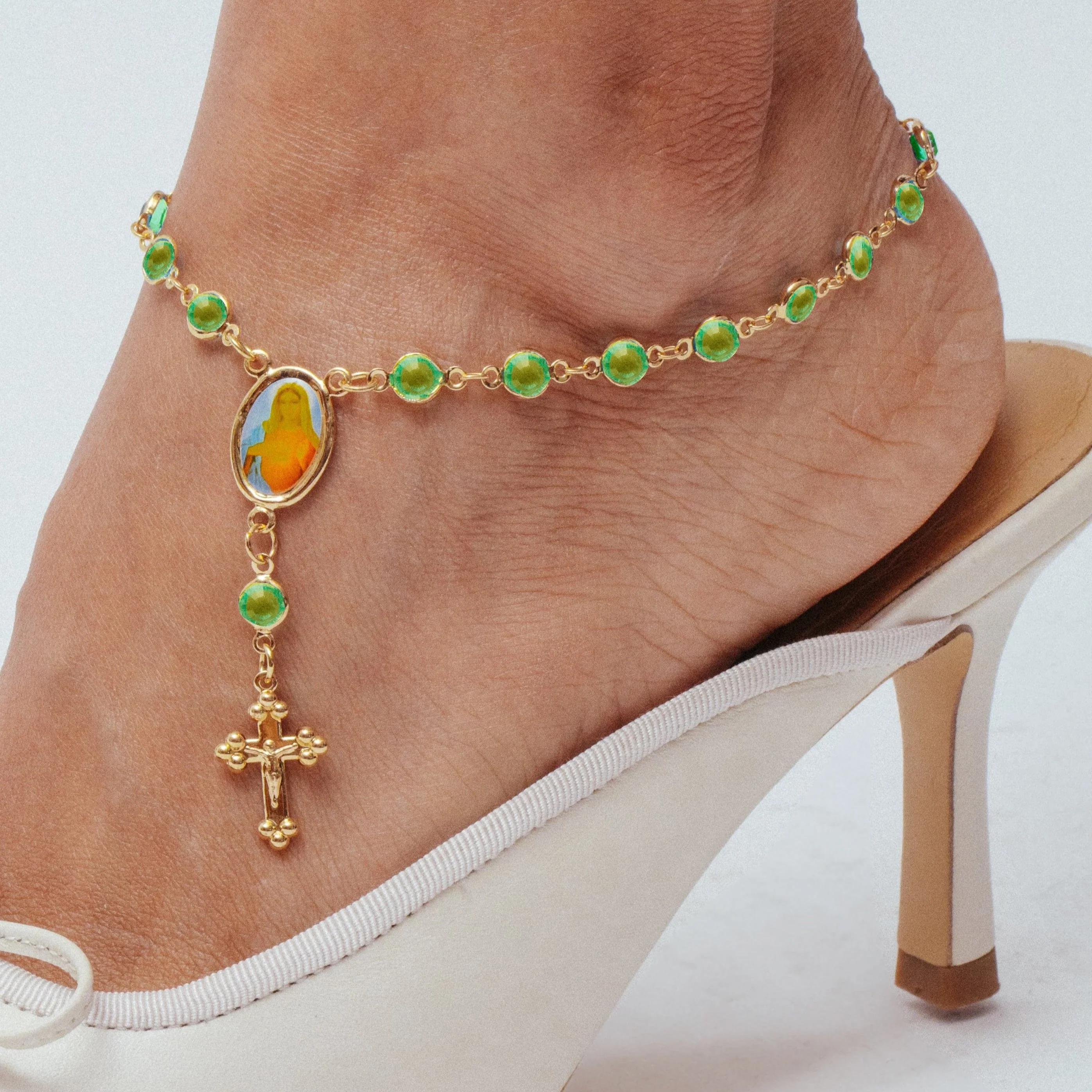 THE LIGHT GREEN ROSARY ANKLET - Image 3