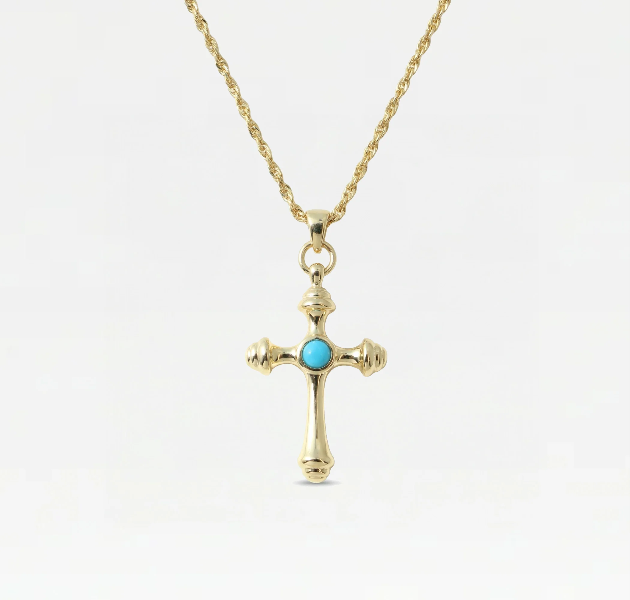 THE LUMA AQUA CROSS PENDANT NECKLACE