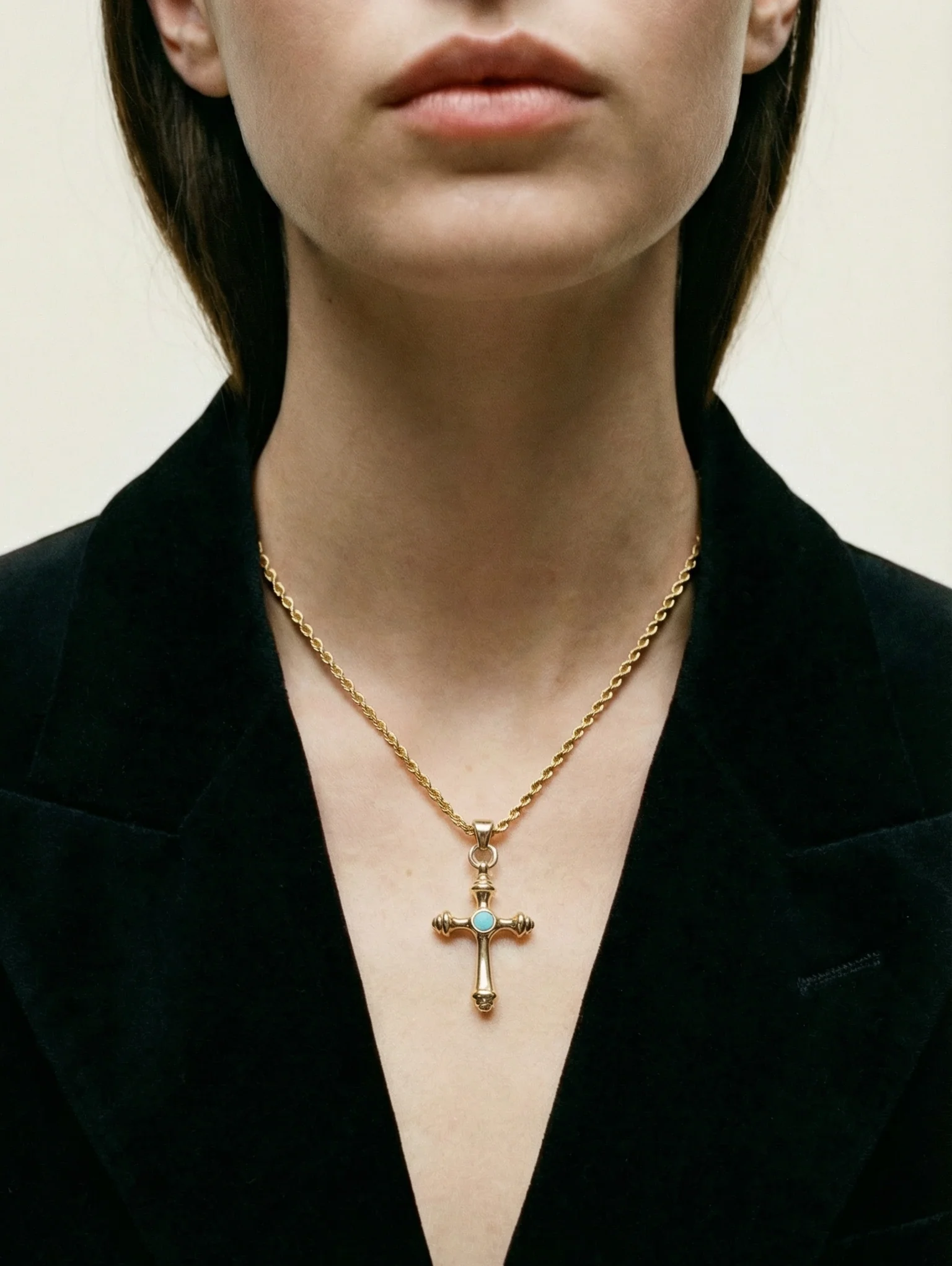 THE LUMA AQUA CROSS PENDANT NECKLACE - Image 2