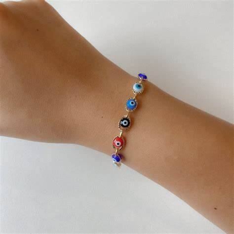 The Multi Color Evil Eye Link Bracelet - Image 3