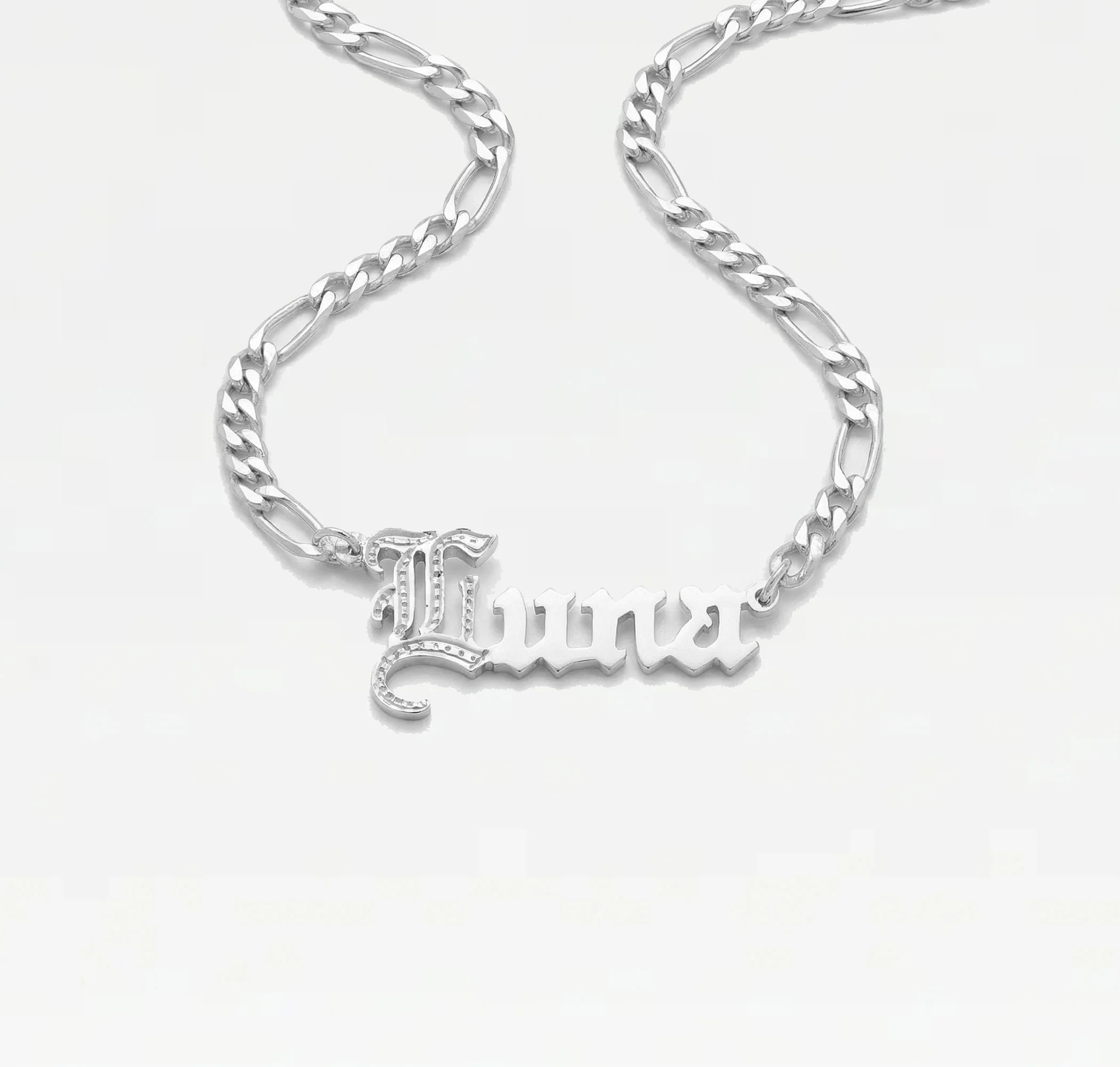 The Old English Cut Figaro Nameplate Necklace - Image 3