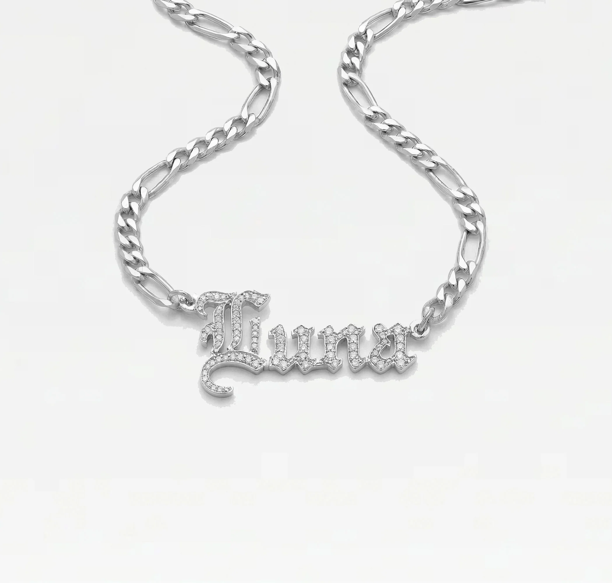The Old English Cut Figaro Nameplate Necklace - Image 6