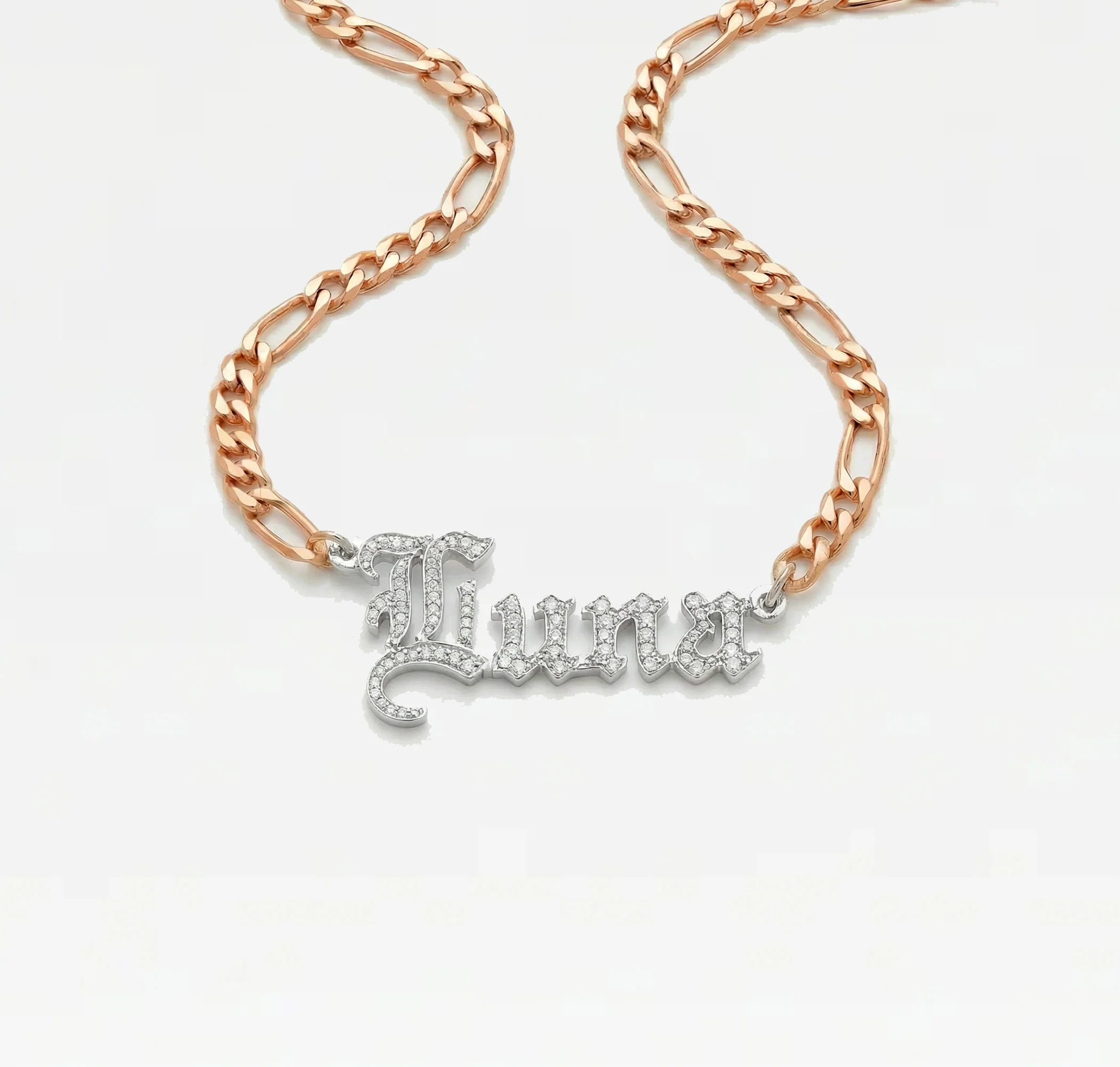 The Old English Cut Figaro Nameplate Necklace - Image 7