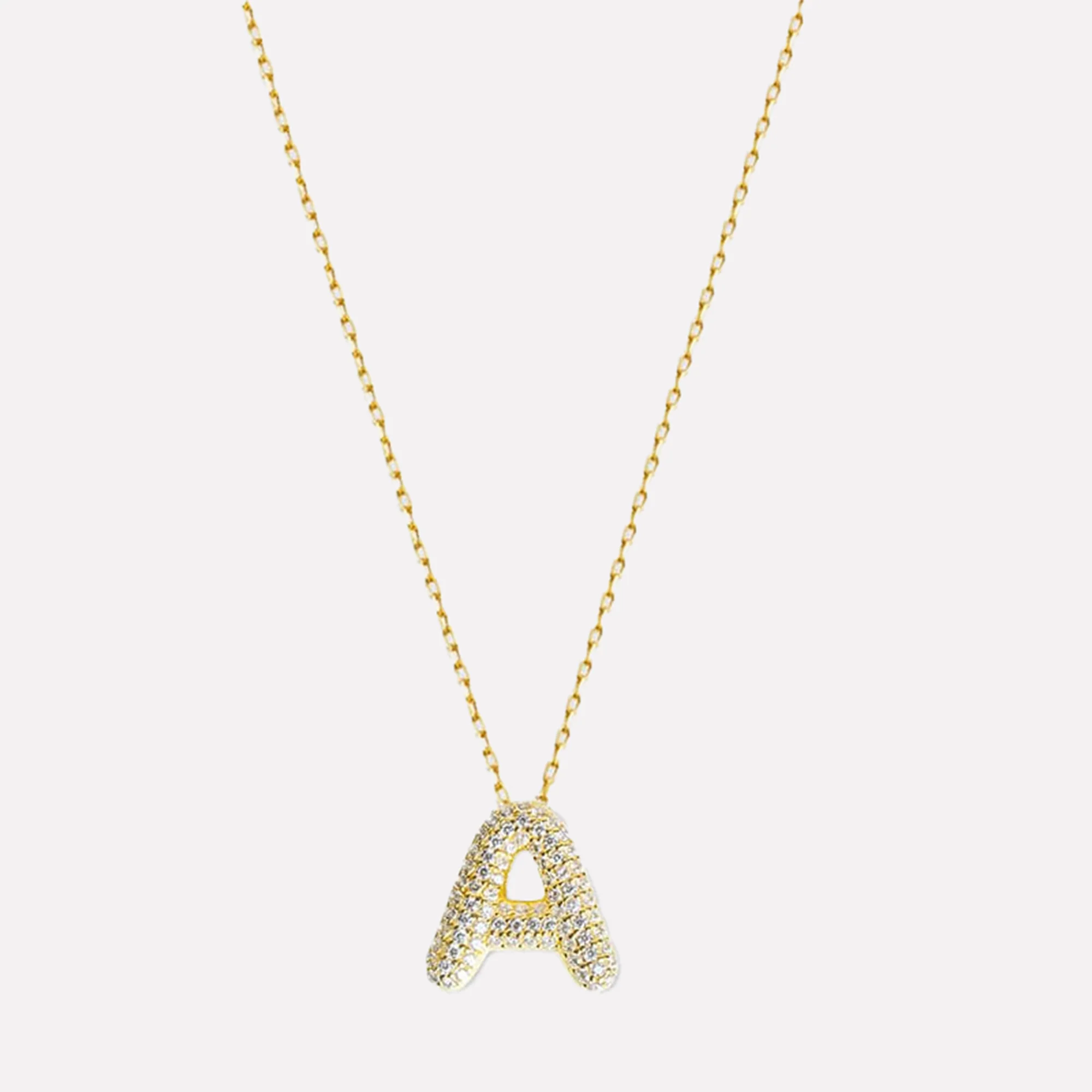 The Pavé Bubble Letter Pendant Necklace - Image 13