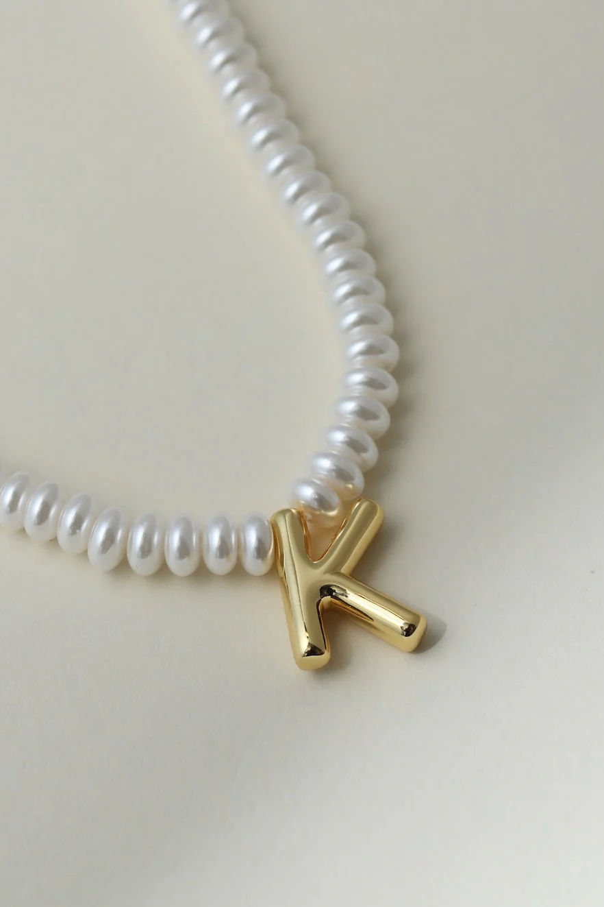 The Pearl Bubble Letter Necklace - Image 15