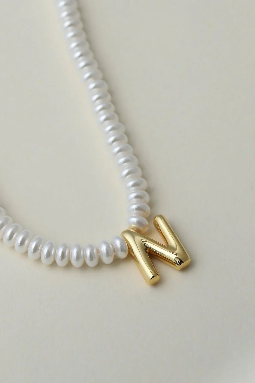 The Pearl Bubble Letter Necklace - Image 18