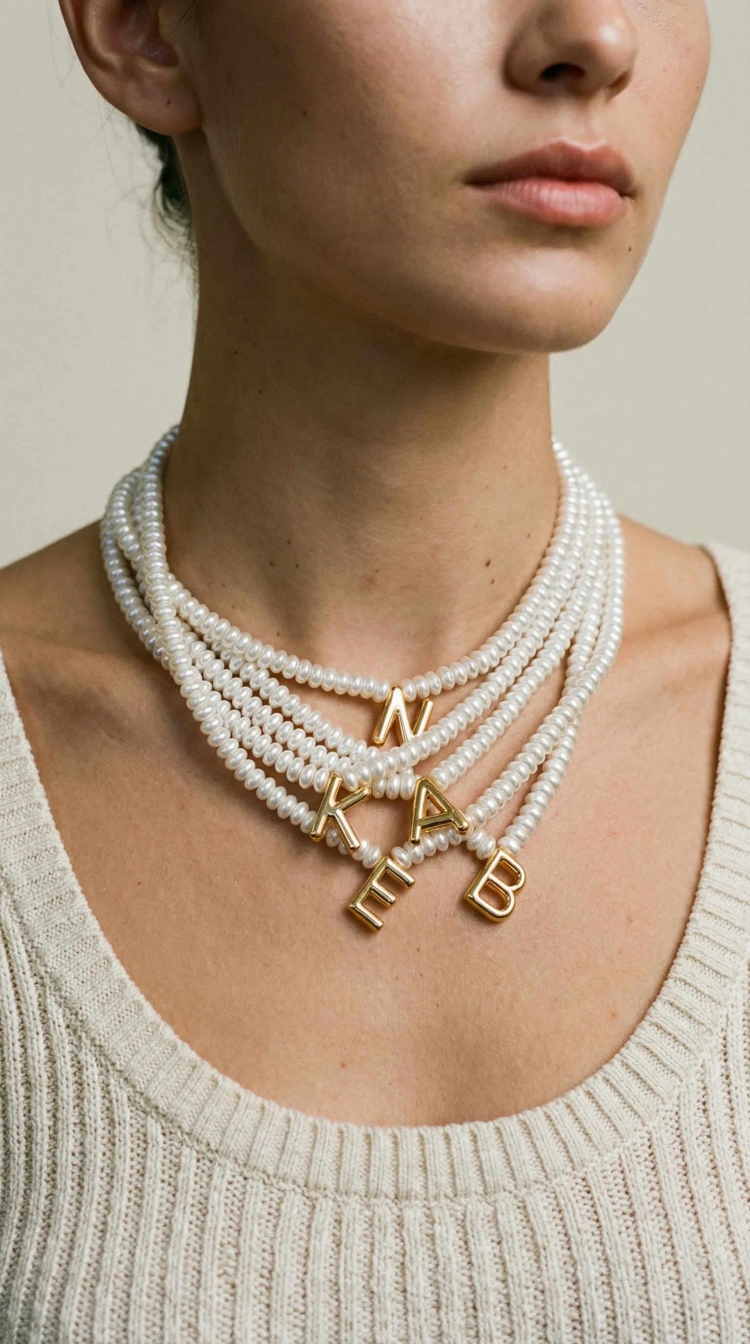 The Pearl Bubble Letter Necklace - Image 2