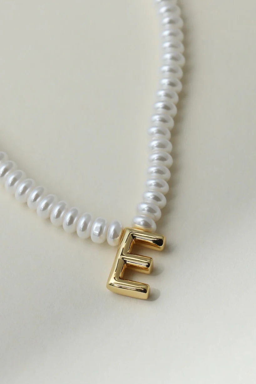 The Pearl Bubble Letter Necklace - Image 9
