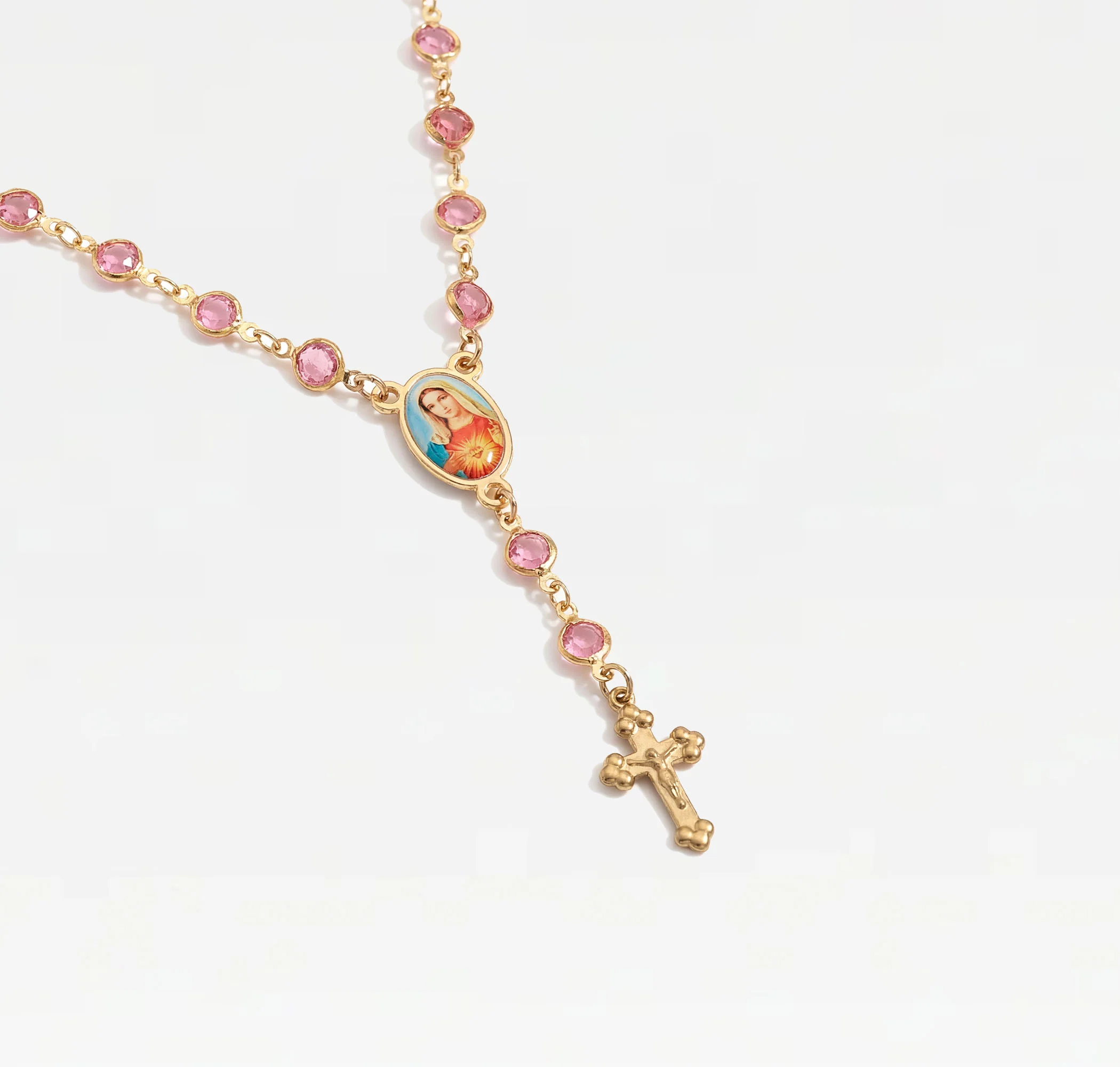 The Pink Crystal Rosary Necklace