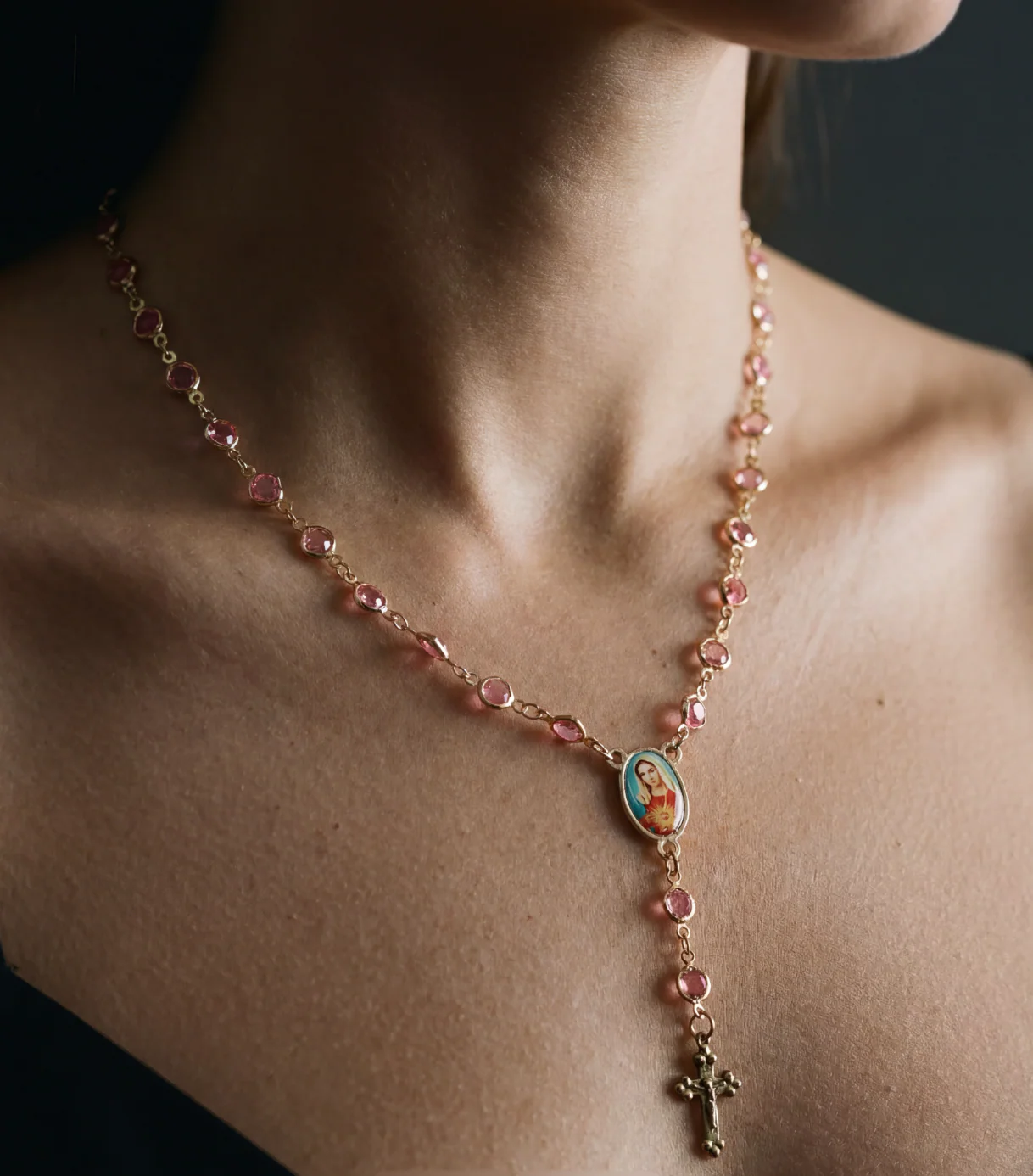The Pink Crystal Rosary Necklace - Image 2