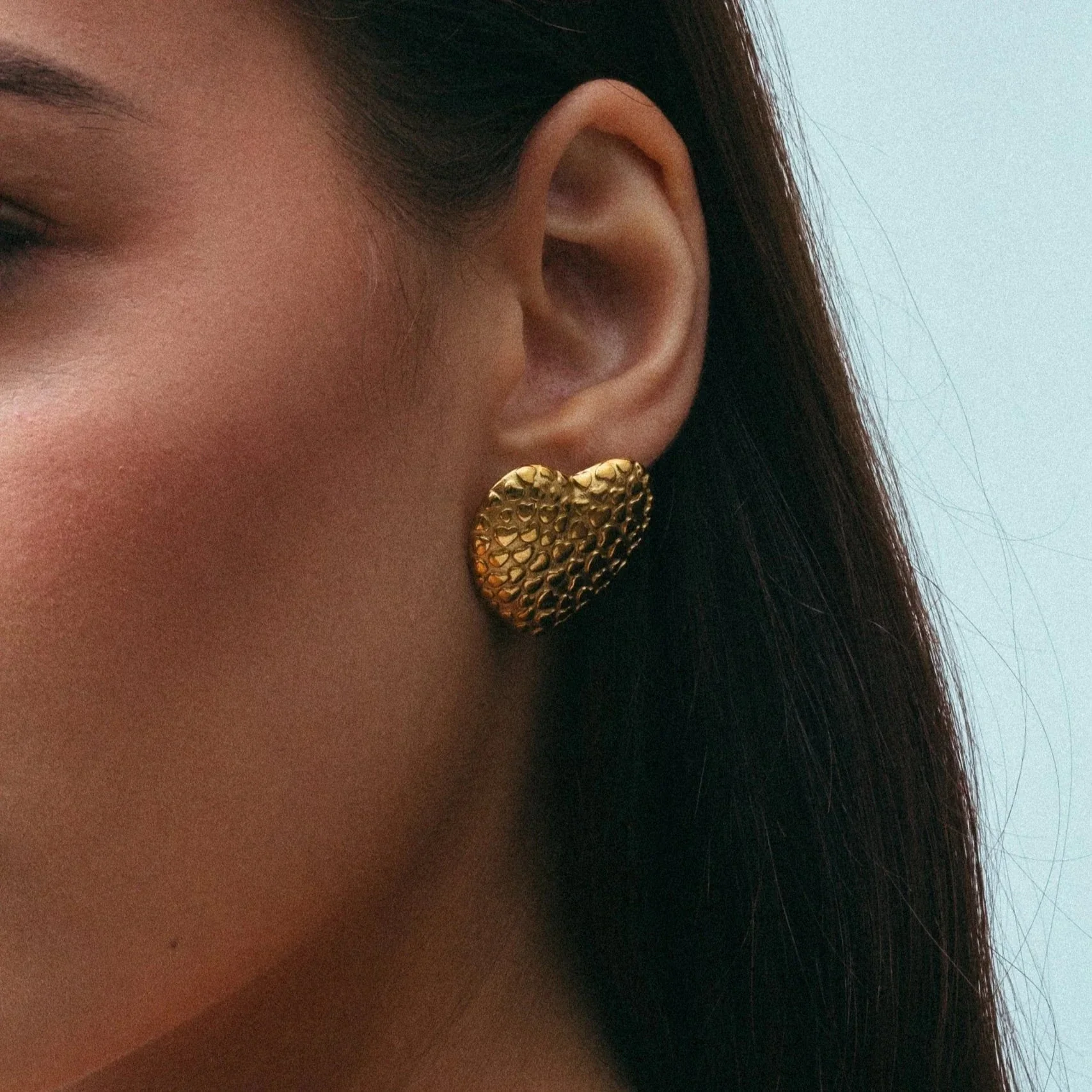 The Textured Heart Earrings - Image 3